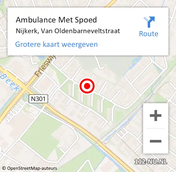 Locatie op kaart van de 112 melding: Ambulance Met Spoed Naar Nijkerk, Van Oldenbarneveltstraat op 13 december 2019 21:26