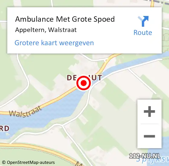 Locatie op kaart van de 112 melding: Ambulance Met Grote Spoed Naar Appeltern, Walstraat op 13 december 2019 21:27