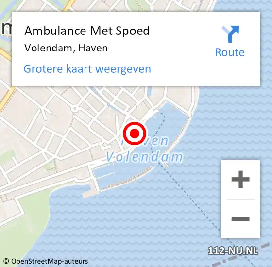 Locatie op kaart van de 112 melding: Ambulance Met Spoed Naar Volendam, Haven op 13 december 2019 21:36
