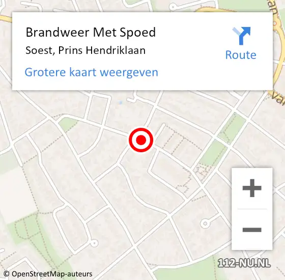 Locatie op kaart van de 112 melding: Brandweer Met Spoed Naar Soest, Prins Hendriklaan op 13 december 2019 21:45