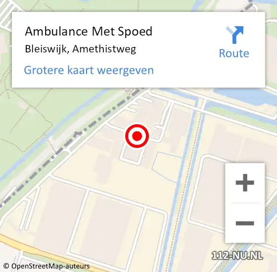 Locatie op kaart van de 112 melding: Ambulance Met Spoed Naar Bleiswijk, Amethistweg op 13 december 2019 22:52