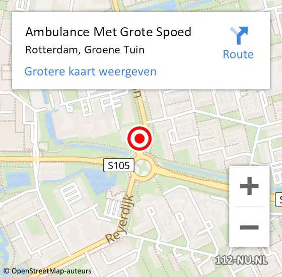 Locatie op kaart van de 112 melding: Ambulance Met Grote Spoed Naar Rotterdam, Groene Tuin op 14 december 2019 14:40
