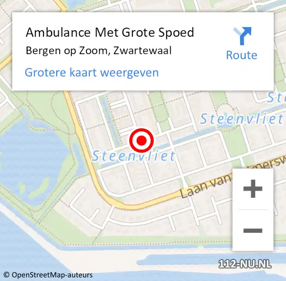 Locatie op kaart van de 112 melding: Ambulance Met Grote Spoed Naar Bergen op Zoom, Zwartewaal op 14 december 2019 14:53