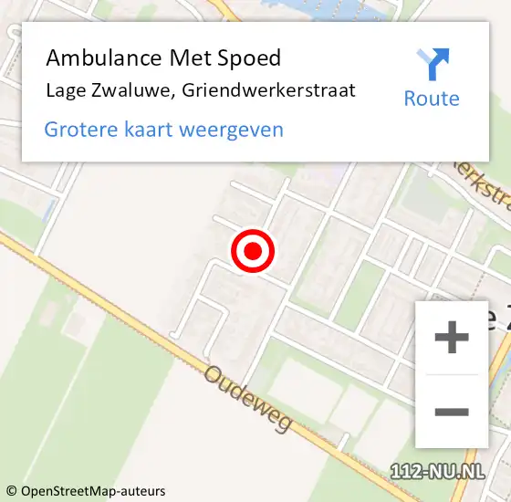 Locatie op kaart van de 112 melding: Ambulance Met Spoed Naar Lage Zwaluwe, Griendwerkerstraat op 14 december 2019 19:28
