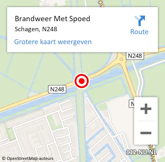 Locatie op kaart van de 112 melding: Brandweer Met Spoed Naar Schagen, N248 op 14 december 2019 20:27