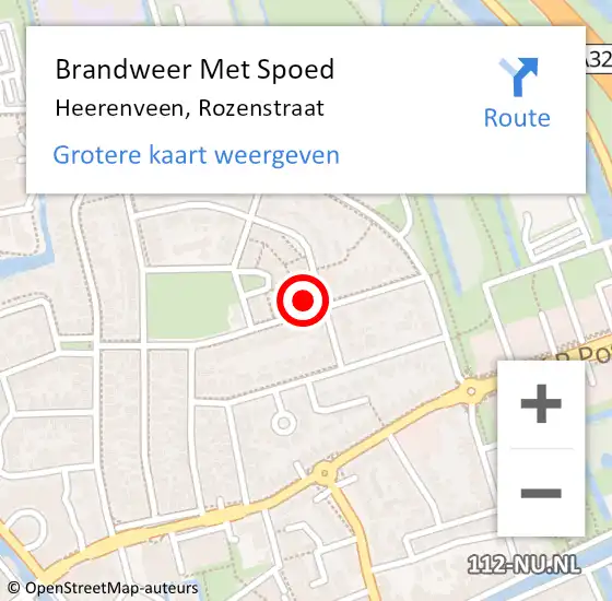 Locatie op kaart van de 112 melding: Brandweer Met Spoed Naar Heerenveen, Rozenstraat op 22 april 2014 21:25