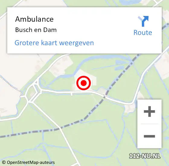 Locatie op kaart van de 112 melding: Ambulance Busch en Dam op 15 december 2019 00:46