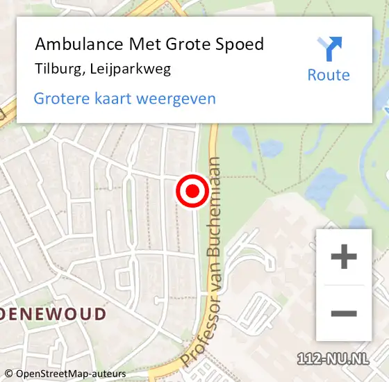 Locatie op kaart van de 112 melding: Ambulance Met Grote Spoed Naar Tilburg, Leijparkweg op 15 december 2019 10:06