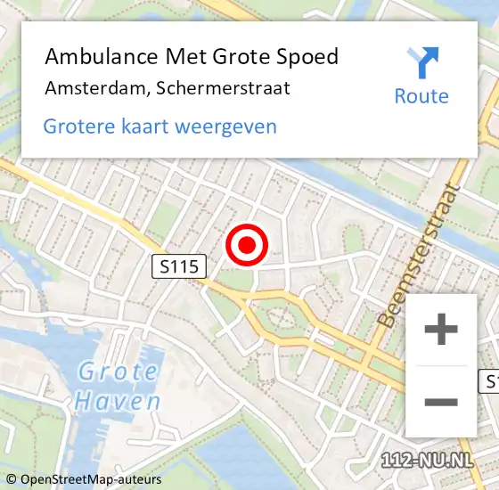 Locatie op kaart van de 112 melding: Ambulance Met Grote Spoed Naar Amsterdam, Schermerstraat op 15 december 2019 10:22