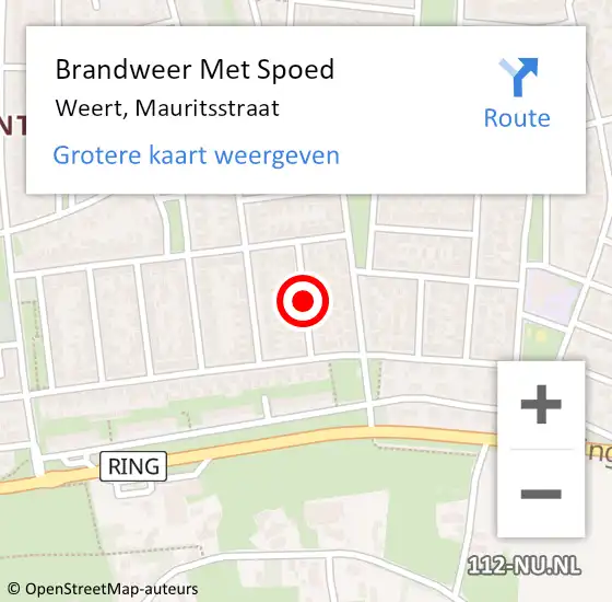 Locatie op kaart van de 112 melding: Brandweer Met Spoed Naar Weert, Mauritsstraat op 15 december 2019 11:42