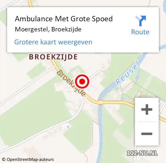 Locatie op kaart van de 112 melding: Ambulance Met Grote Spoed Naar Moergestel, Broekzijde op 15 december 2019 11:58