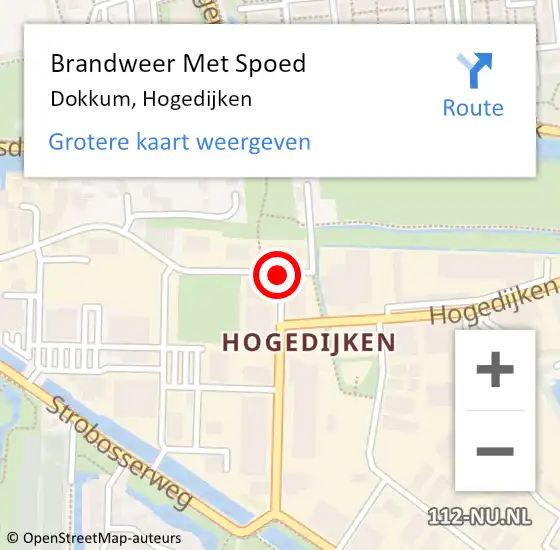 Locatie op kaart van de 112 melding: Brandweer Met Spoed Naar Dokkum, Hogedijken op 15 december 2019 13:10
