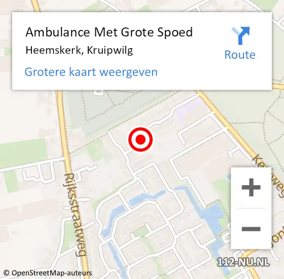 Locatie op kaart van de 112 melding: Ambulance Met Grote Spoed Naar Heemskerk, Kruipwilg op 15 december 2019 13:31