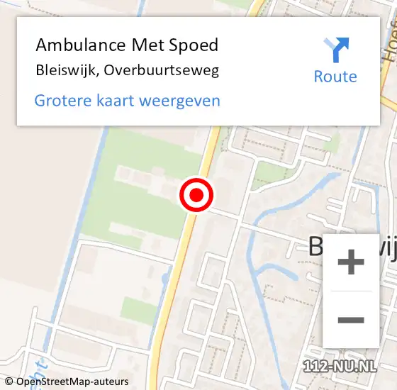 Locatie op kaart van de 112 melding: Ambulance Met Spoed Naar Bleiswijk, Overbuurtseweg op 15 december 2019 15:19
