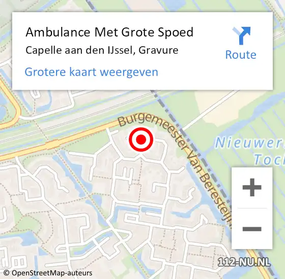 Locatie op kaart van de 112 melding: Ambulance Met Grote Spoed Naar Capelle aan den IJssel, Gravure op 15 december 2019 17:08