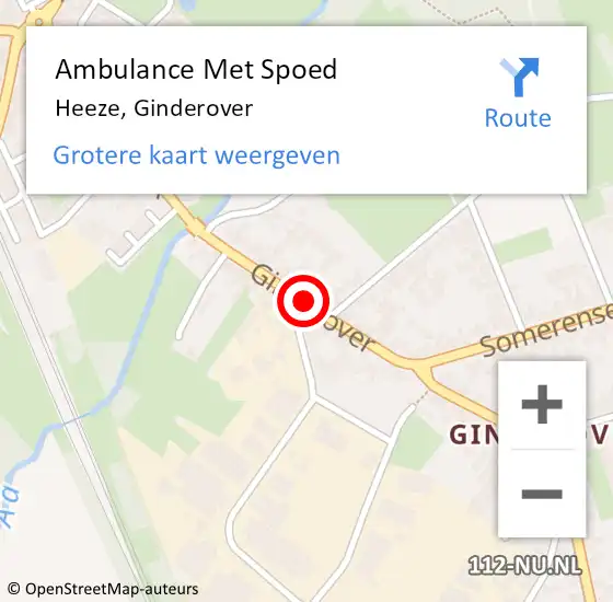 Locatie op kaart van de 112 melding: Ambulance Met Spoed Naar Heeze, Ginderover op 16 december 2019 05:08