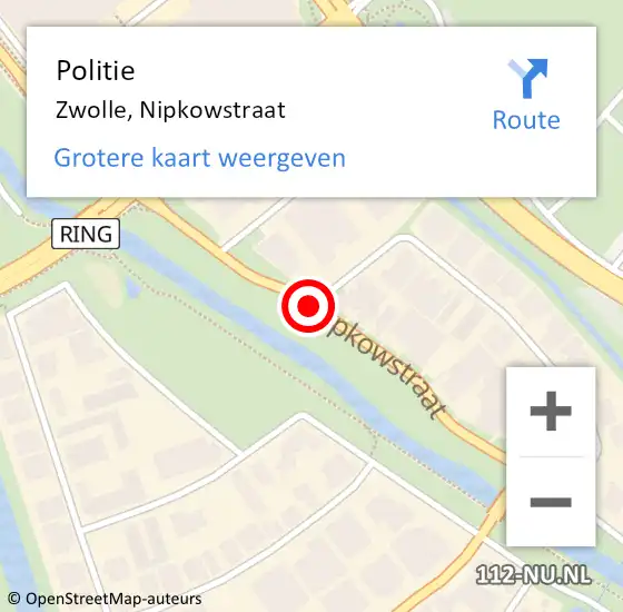 Locatie op kaart van de 112 melding: Politie Zwolle, Nipkowstraat op 16 december 2019 09:59