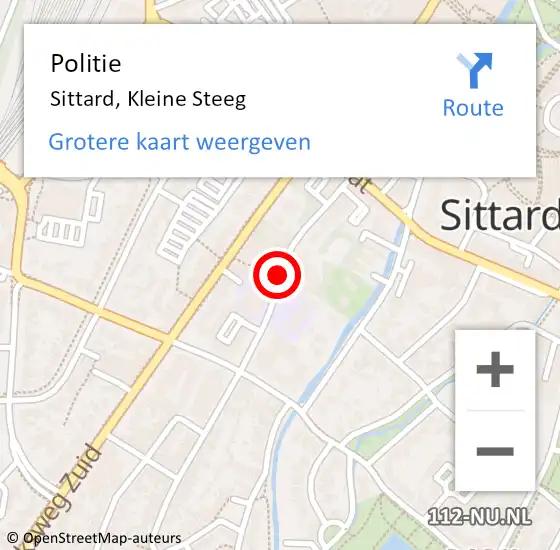 Locatie op kaart van de 112 melding: Politie Sittard, Kleine Steeg op 16 december 2019 10:59