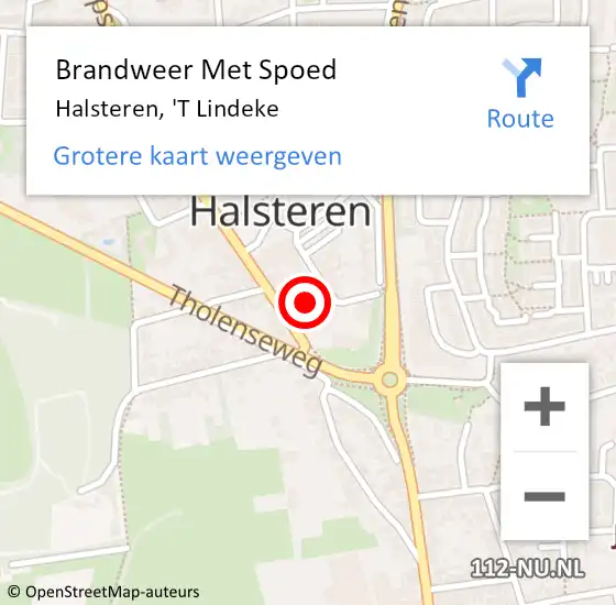 Locatie op kaart van de 112 melding: Brandweer Met Spoed Naar Halsteren, 'T Lindeke op 16 december 2019 11:40