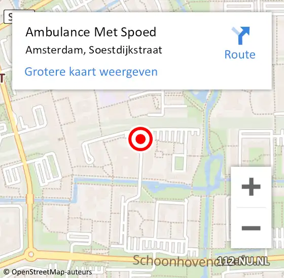 Locatie op kaart van de 112 melding: Ambulance Met Spoed Naar Amsterdam, Soestdijkstraat op 16 december 2019 16:07