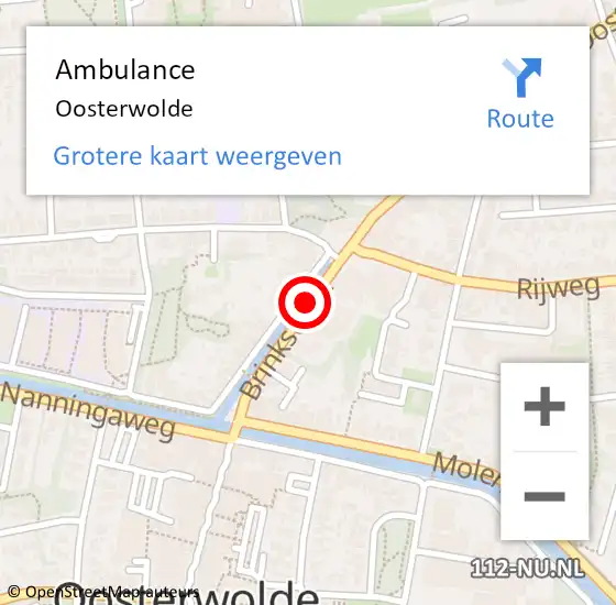 Locatie op kaart van de 112 melding: Ambulance Oosterwolde op 16 december 2019 16:51