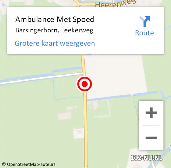 Locatie op kaart van de 112 melding: Ambulance Met Spoed Naar Barsingerhorn, Leekerweg op 16 december 2019 17:43