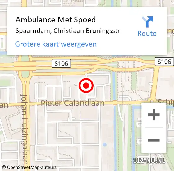 Locatie op kaart van de 112 melding: Ambulance Met Spoed Naar Amsterdam, Christiaan Bruningsstr op 16 december 2019 20:03
