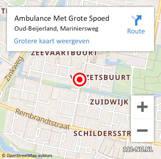 Locatie op kaart van de 112 melding: Ambulance Met Grote Spoed Naar Oud-Beijerland, Mariniersweg op 16 december 2019 21:26