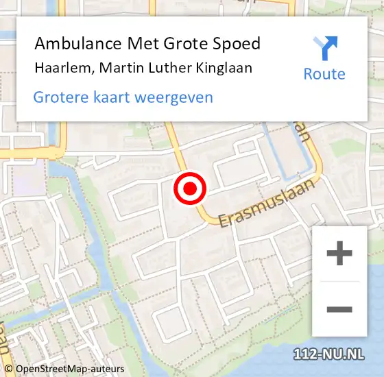 Locatie op kaart van de 112 melding: Ambulance Met Grote Spoed Naar Haarlem, Martin Luther Kinglaan op 16 december 2019 22:12
