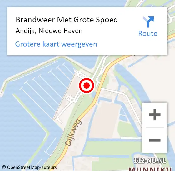 Locatie op kaart van de 112 melding: Brandweer Met Grote Spoed Naar Andijk, Nieuwe Haven op 17 december 2019 07:32