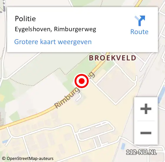 Locatie op kaart van de 112 melding: Politie Eygelshoven, Rimburgerweg op 17 december 2019 09:19