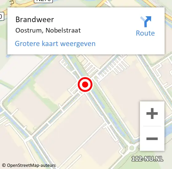 Locatie op kaart van de 112 melding: Brandweer Oostrum, Nobelstraat op 17 december 2019 09:31