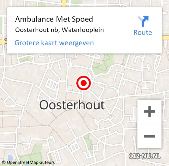 Locatie op kaart van de 112 melding: Ambulance Met Spoed Naar Oosterhout nb, Waterlooplein op 17 december 2019 12:01