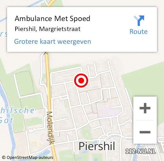 Locatie op kaart van de 112 melding: Ambulance Met Spoed Naar Piershil, Margrietstraat op 17 december 2019 15:05