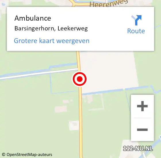 Locatie op kaart van de 112 melding: Ambulance Barsingerhorn, Leekerweg op 17 december 2019 17:17