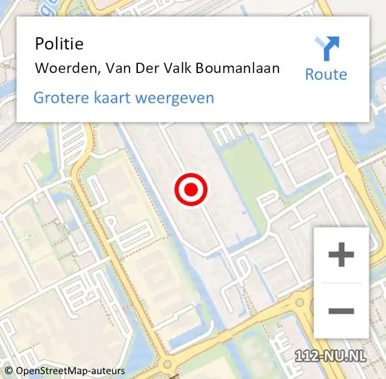 Locatie op kaart van de 112 melding: Politie Woerden, Van Der Valk Boumanlaan op 17 december 2019 20:56
