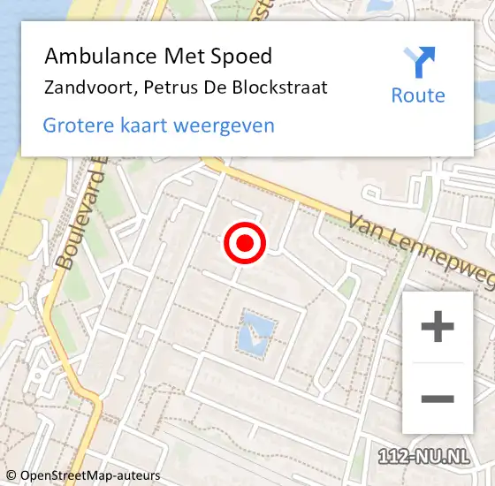 Locatie op kaart van de 112 melding: Ambulance Met Spoed Naar Zandvoort, Petrus De Blockstraat op 17 december 2019 22:16