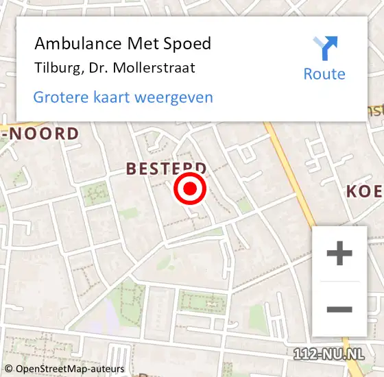 Locatie op kaart van de 112 melding: Ambulance Met Spoed Naar Tilburg, Dr. Mollerstraat op 18 december 2019 00:02