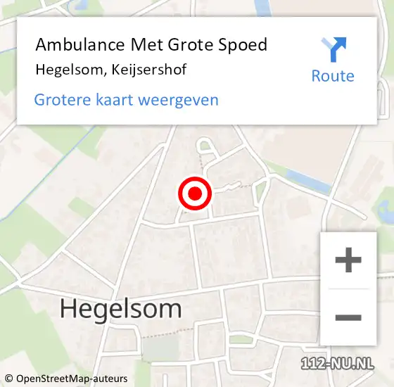 Locatie op kaart van de 112 melding: Ambulance Met Grote Spoed Naar Hegelsom, Keijsershof op 18 december 2019 09:33