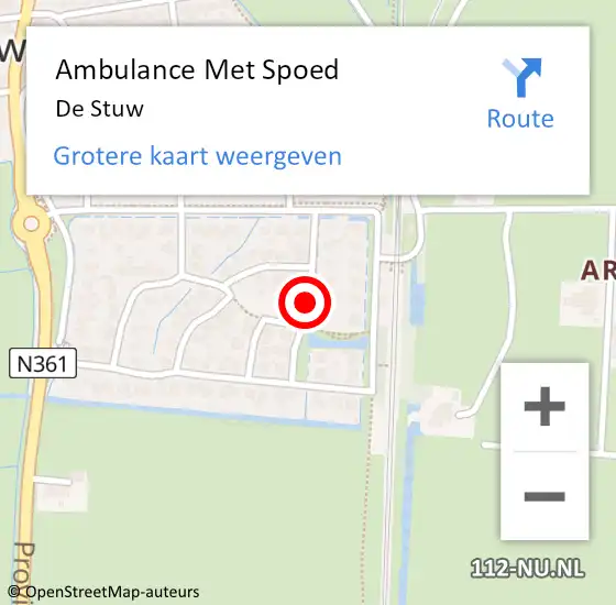 Locatie op kaart van de 112 melding: Ambulance Met Spoed Naar De Stuw op 18 december 2019 17:15