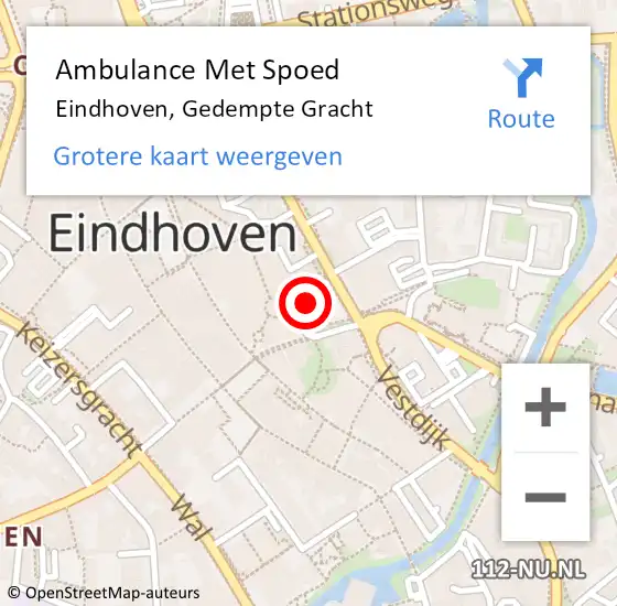 Locatie op kaart van de 112 melding: Ambulance Met Spoed Naar Eindhoven, Gedempte Gracht op 18 december 2019 18:46