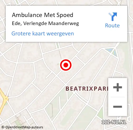 Locatie op kaart van de 112 melding: Ambulance Met Spoed Naar Ede, Verlengde Maanderweg op 18 december 2019 20:38