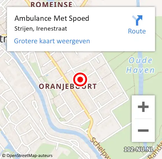 Locatie op kaart van de 112 melding: Ambulance Met Spoed Naar Strijen, Irenestraat op 18 december 2019 22:08