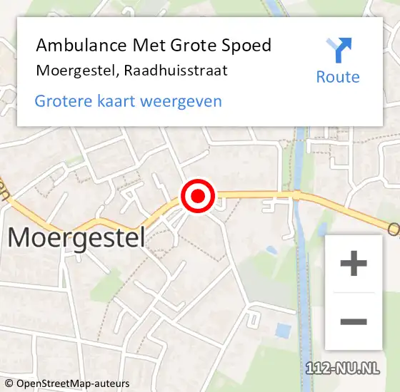 Locatie op kaart van de 112 melding: Ambulance Met Grote Spoed Naar Moergestel, Raadhuisstraat op 19 december 2019 08:57