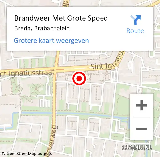 Locatie op kaart van de 112 melding: Brandweer Met Grote Spoed Naar Breda, Brabantplein op 19 december 2019 09:39