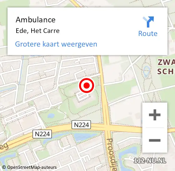 Locatie op kaart van de 112 melding: Ambulance Ede, Het Carre op 19 december 2019 12:28