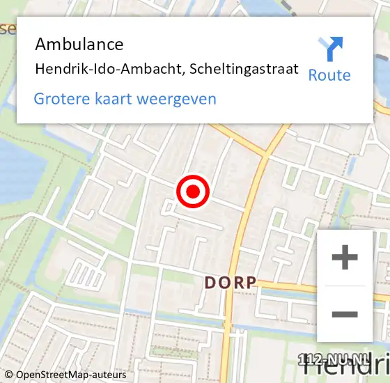 Locatie op kaart van de 112 melding: Ambulance Hendrik-Ido-Ambacht, Scheltingastraat op 19 december 2019 13:05