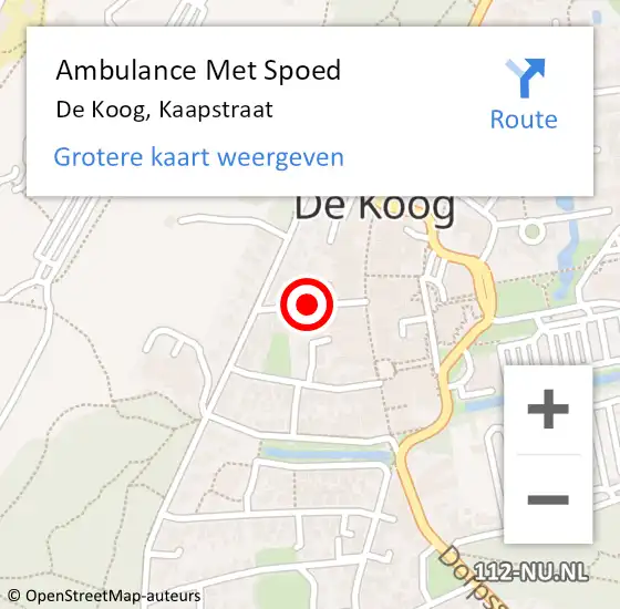 Locatie op kaart van de 112 melding: Ambulance Met Spoed Naar De Koog, Kaapstraat op 19 december 2019 13:31