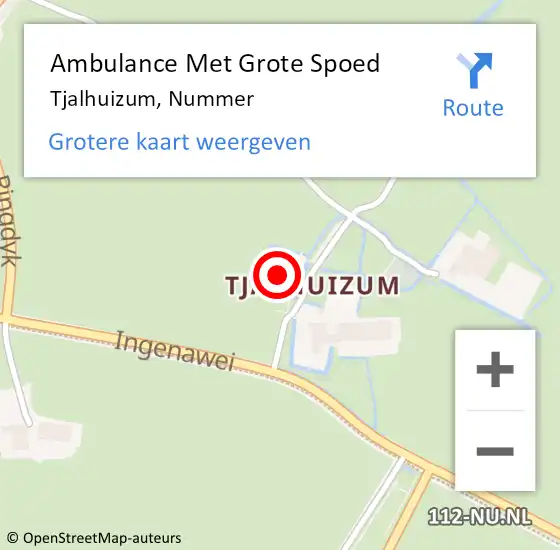 Locatie op kaart van de 112 melding: Ambulance Met Grote Spoed Naar Tjalhuizum, Nummer op 19 december 2019 16:30