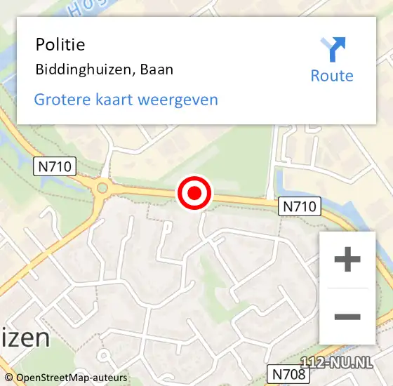 Locatie op kaart van de 112 melding: Politie Biddinghuizen, Baan op 19 december 2019 16:55